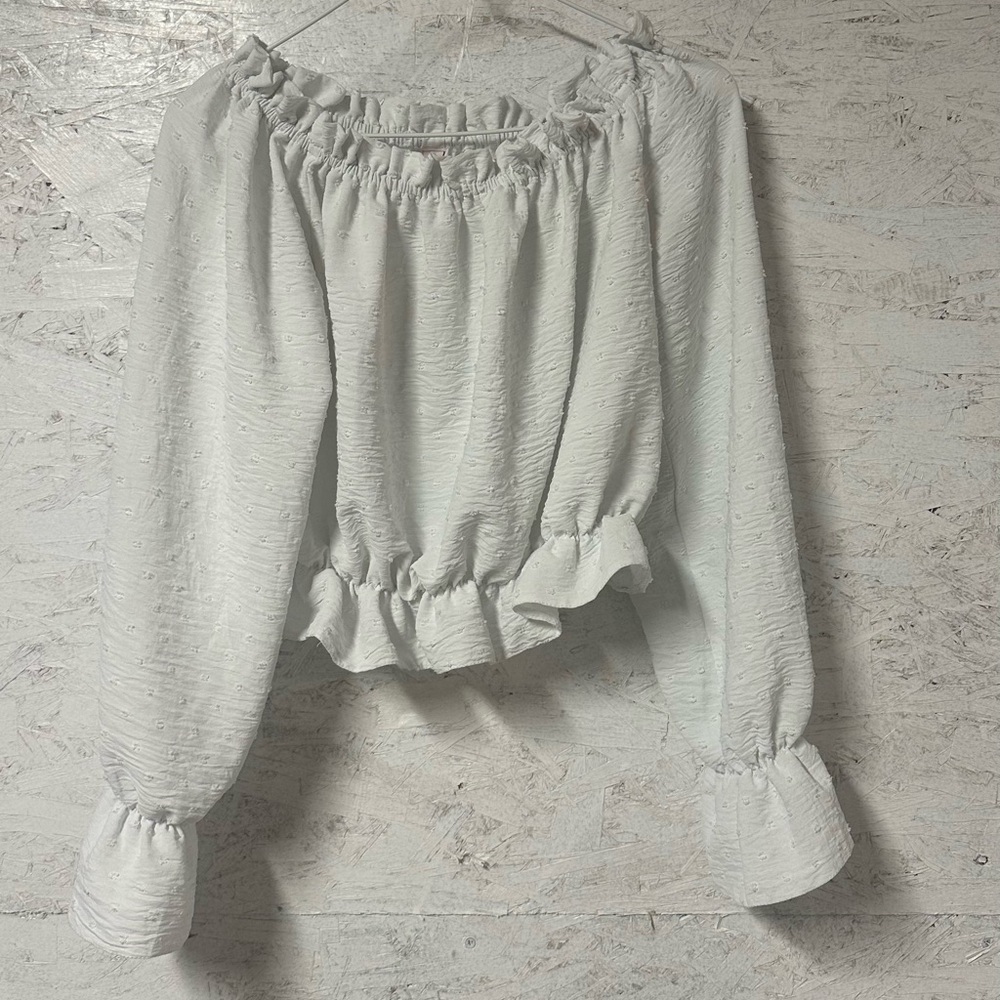 Sakura White Textured Blouse